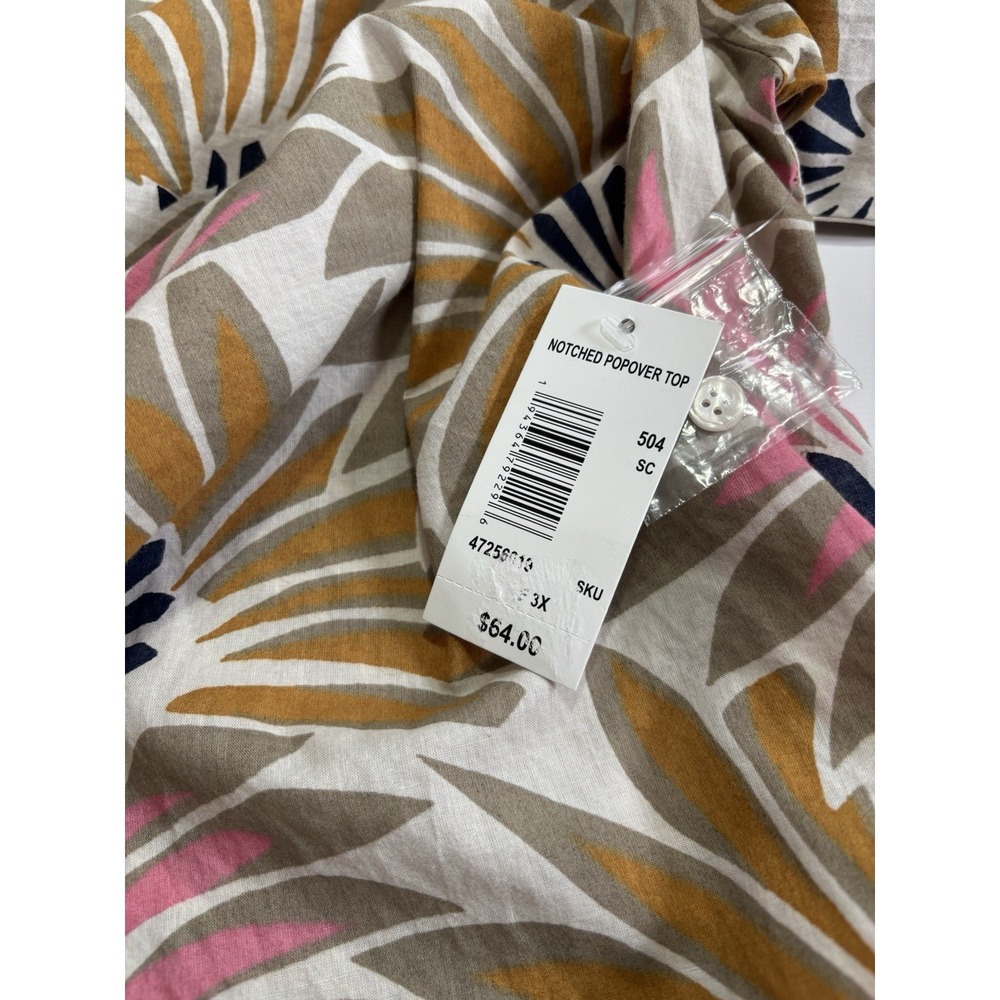 Caffe Marrakesh 100% Cotton‎ Womens 3X Shirt 3/4 Sleeve Botanical Vacation - Picture 10 of 11